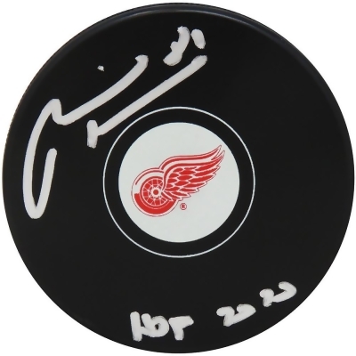 Schwartz Sports Memorabilia HOSPUC407 NHL Marian Hossa Signed Detroit Red Wings Logo Hockey Puck with HOF 2020 