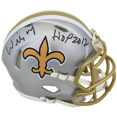 Schwartz Sports Memorabilia ROAMIN310 NFL Willie Roaf Signed New Orleans Saints Flash Riddell Speed Mini Helmet with HOF 2012 