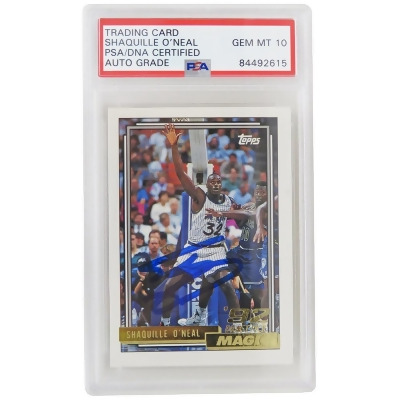 Schwartz Sports Memorabilia ONECAR227 NBA Shaquille O Neal Signed Orlando Magic 1992 Topps Gold Rookie Card No.362 - PSA & DNA Encapsulated - Auto Grade 10 