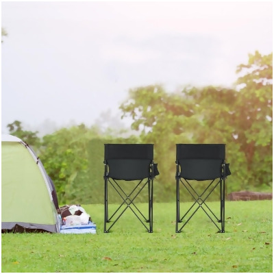 Total Tactic OP3681 Portable 38 in. Oversized High Camping Fishing Folding Chair - Black 