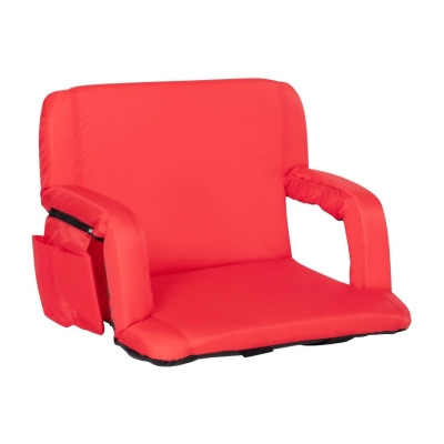 Flash Furniture FV-FA090L-RD-GG Extra Wide Lightweight Reclining Stadium Chair with Armrests, Padded Back & Seat with Dual Storage Pockets & Backpack Straps, Red 