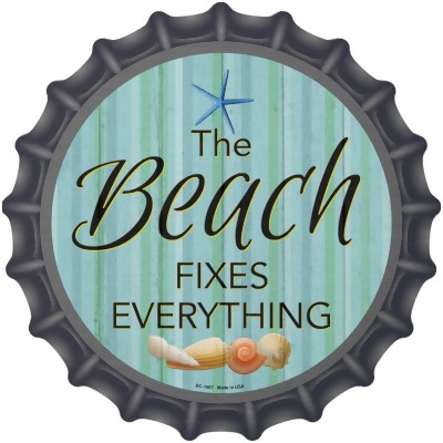 Smart Blonde BC-1667 12 in. Beach Fixes Everything Novelty Metal Bottle Cap Sign 