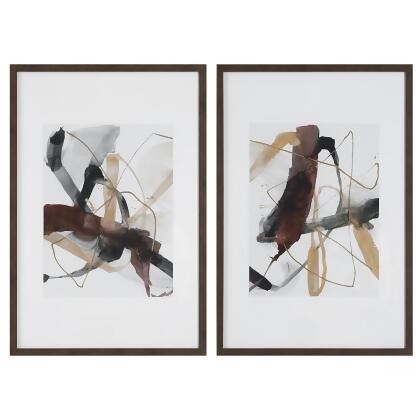 Uttermost 41440 Burgundy Interjection Abstract Framed Print - Set of 2 