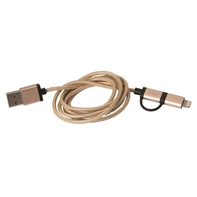 Debco CU8936 Twin Turbo 2 in 1 MFI Certified Charge / Sync Cable - Metallic Gold 