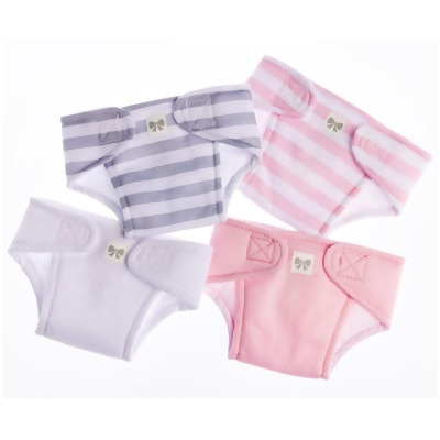 For Keeps 81003 12-16 in. Reusable & Adjustable Baby Doll Cloth Diapers, Pink - Pack of 4 