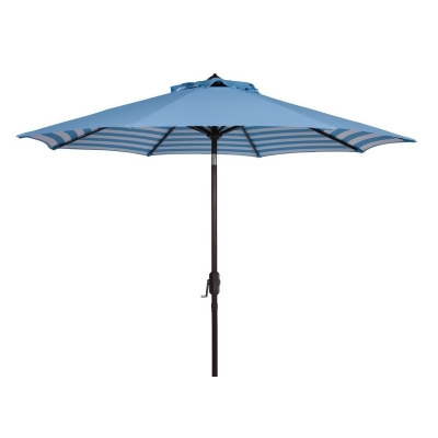 Safavieh PAT8107C 11 ft. Athens Crank Umbrella, Baby Blue & White 