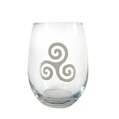 Lyoncraft WITK01 18 oz Triskelion Engraved Stemless Wine Glass 
