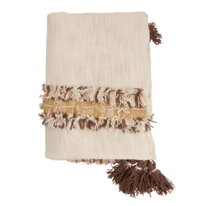 Saro Lifestyle TH422.I4872B 48 x 72 in. Tassel & Fringe Throw Blanket, Ivory 