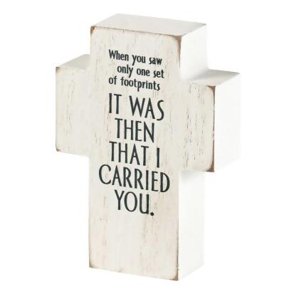 Dicksons TPLKC34-71 Tabletop Plaque Cross Footprints 