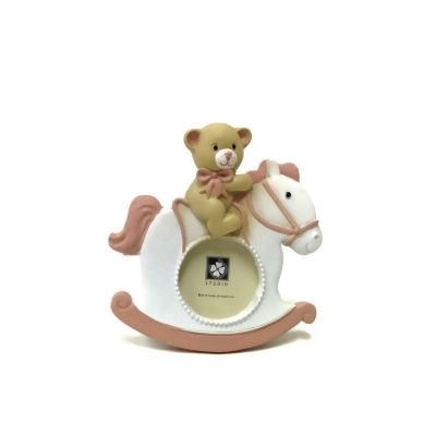 Mr. MJs Trading SC-F16-1873A Bear with Pink on A Rocking Horse Picture Frame 