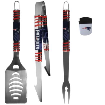 Siskiyou F3BQ120PMC Unisex NFL New England Patriots 3 Piece BBQ Set & Chip Clip - One Size 