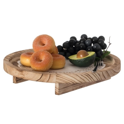 Vintiquewise QI004378 Natural Wooden Round Dish Ornament Slice Tray Table Charger with Height 