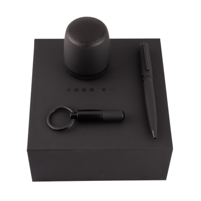 Hugo Boss HPBEK007A Ballpoint Pen Key Ring & Speaker Set, Black 