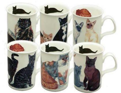Roy Kirkham ER2128 Lancaster Mug - Cats Galore Set of 6 