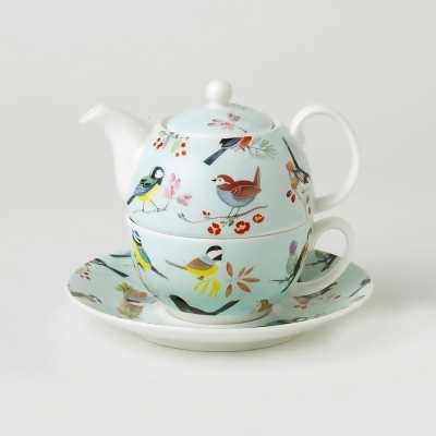 Roy Kirkham ER30144 TEA FOR ONE Teapot with Tea Cup and Saucer - BIRD SONG 