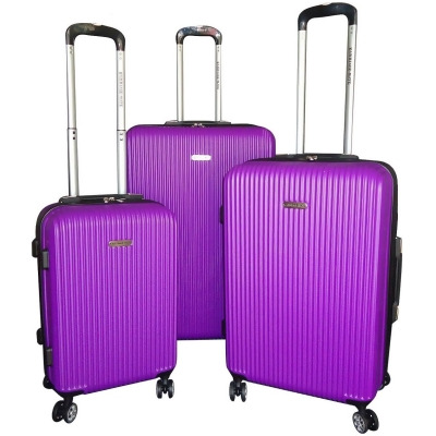 Karriage-Mate AB001613-Pp Hard Luggage Set with Spinner Wheels & Lock Carry On, Purple 