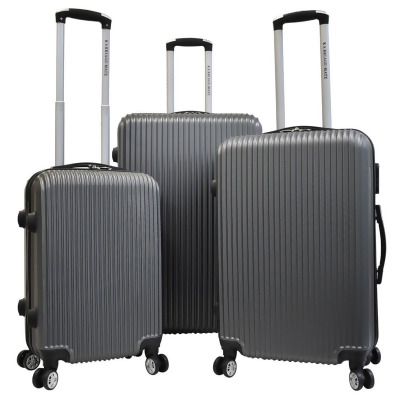 Karriage-Mate AB00163-SL3 Hard Luggage Set with Spinner Wheels & Lock Carry On, Gray 