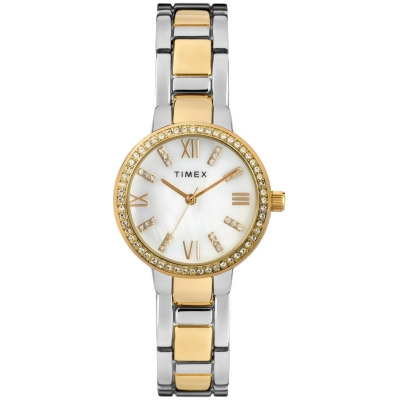 Timex TW2T58800JT 30 mm Women Dress Crystal Watch Mother of Pearl Dial with Two-Tone Bracelet 