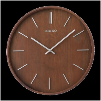 Seiko QXA765BLH 13 in. Brown Ash Veneer 3D Number Markers Maddox Wall Clock 