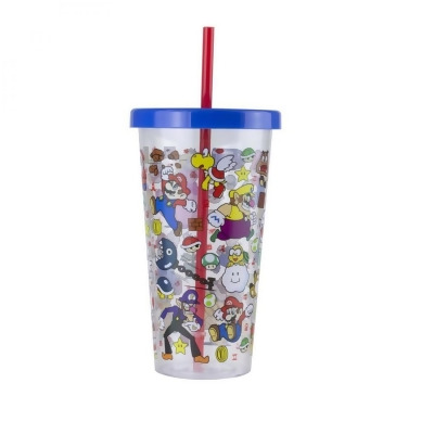 Super Mario Bros 847964 23 oz Super Mario Characters & Power-Ups Cup with Lid & Straw 