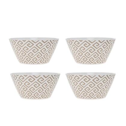 Geometric Ceramic Cereal Bowls, Set of 6