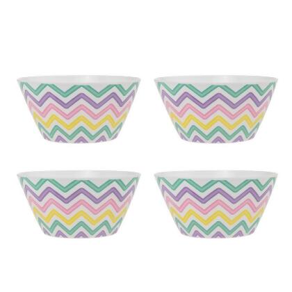 Godinger 12420 6 in. Zig Zag Melamine Cereal Bowl - Set of 4 