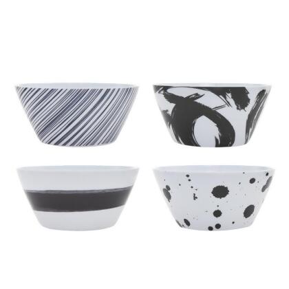 Godinger 12564 Black Paint Strokes Bowl - Set of 4 