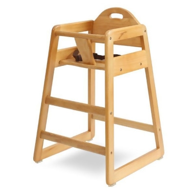 L.A. Baby HC-004-N Stack-Able Solid Wood High Chair for Restaurant & Home Use Natural 