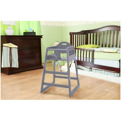 L.A. Baby HC-004-G Stack-Able Solid Wood High Chair for Restaurant & Home Use Gray 