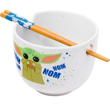 Star Wars 817960 20 oz The Mandalorian The Child Nom Nom Ramen Bowl with Chopsticks 