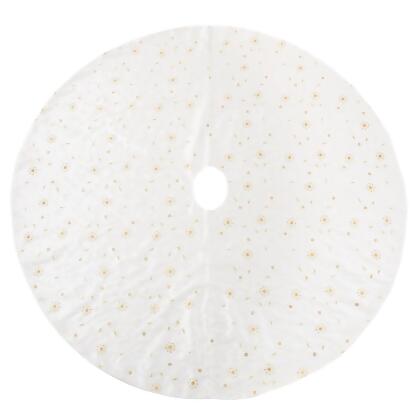 Saro Lifestyle XJ712.I72R 72 in. Embroidered & Sequined Design Tree Skirt, Ivory 