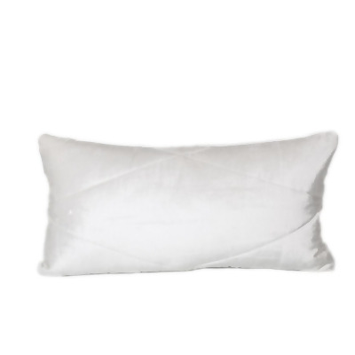 HomeRoots 402811 Quilted White Velvet Lumbar Throw Pillow 