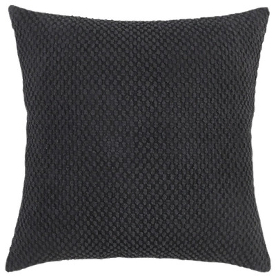 HomeRoots 403492 Black Nubby Textured Modern Throw Pillow 