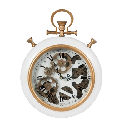 HomeRoots 401300 White & Gold Pocket Styled Vintage Wall Clock 