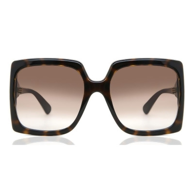 Gucci GG0876S-002 Womens Rectangle Sunglasses, Black & Brown 