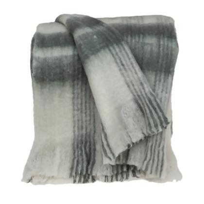 HomeRoots 476202 Transitional Gray & White Woven Handloom Throw 