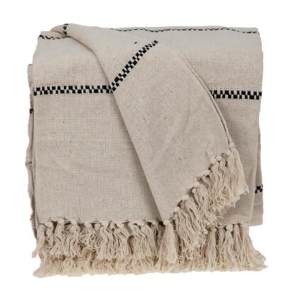 HomeRoots 476211 Classic Beige Woven Handloom Throw Blanket with Tassels 