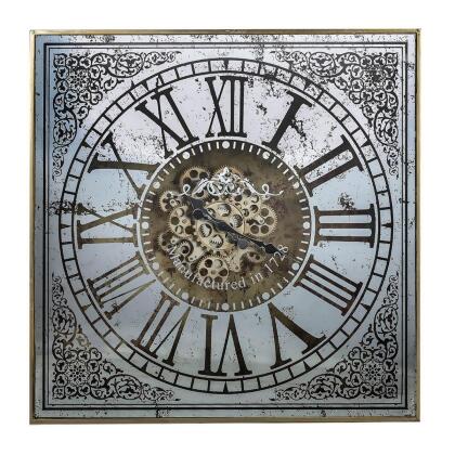 HomeRoots 401294 Silver & Gold Antique Style Square Wall Clock 