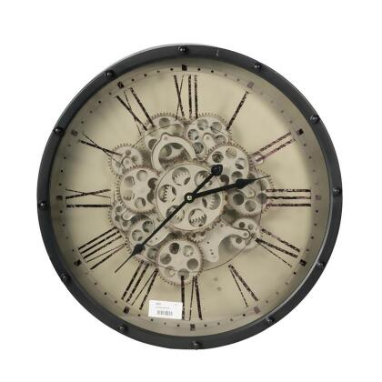 HomeRoots 401296 Black & Ivory Vintage Gear Industrial Wall Clock