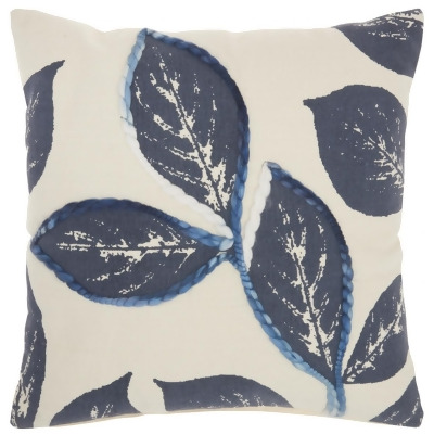 HomeRoots 386330 Floral Handcrafted Navy Accent Throw Pillow 