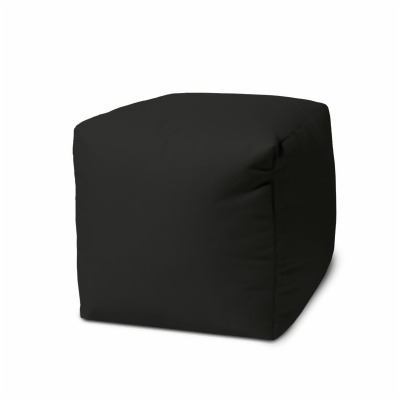 HomeRoots 474995 17 Cool Jet Black Solid Color Indoor Outdoor Pouf Cover 