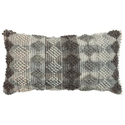 HomeRoots 403400 Gray & Beige Berber Textured Lumbar Pillow 