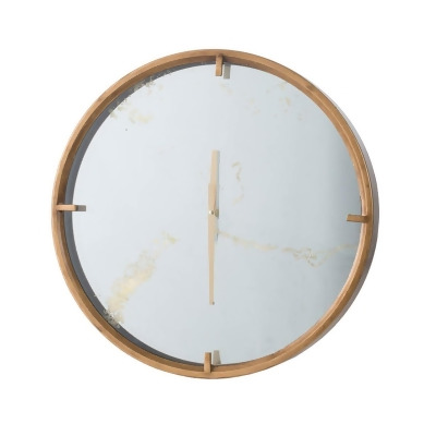 HomeRoots 401313 Modern Minimal 20 in. Gold & Mirror Round Wall Clock 