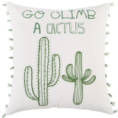 HomeRoots 403519 Climb A Cactus Throw Pillow, White & Green 