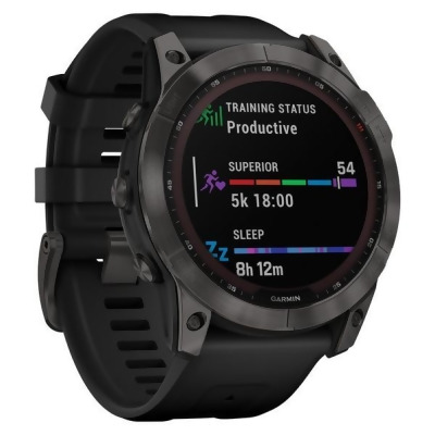 Garmin 010-02541-10 Fenix 7X Sapphire Solar Multisport GPS Watch, Carbon Gray DLC Titanium & Black Band 