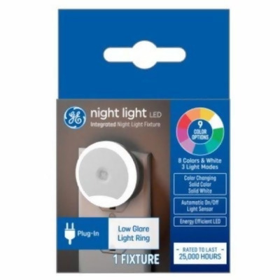 GE Lighting 107364 Night Light LED Ring Color-Changing Decorative Plug-in Fixture 