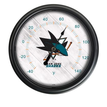 Holland Bar Stool ODThrm14BK-08SJShar NHL San Jose Sharks 14 in. Dia. Indoor & Outdoor LED Thermometer, Black