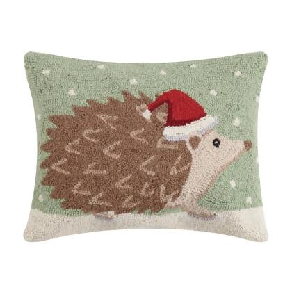 Peking Handicraft 31JES1436C18OB 14 x 18 in. Christmas Hedgehog Hook Pillow 