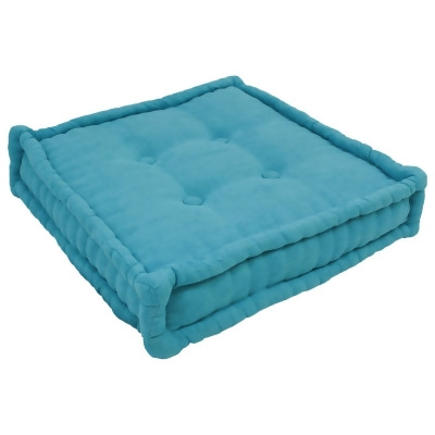 Blazing Needles 20-SQ-MS-AB 20 in. Square Floor Pillow with 4 Buttons, 0.38 in. Cotton Welt Cording & Carry Handle, Aqua Blue 