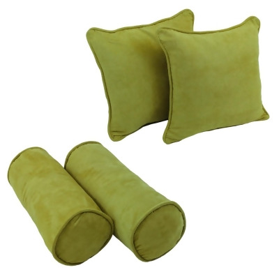 Blazing Needles 9818-CD-S4-MS-ML Double-Corded Solid Microsuede Throw Pillows with Inserts, Mojito Lime - Set of 4 
